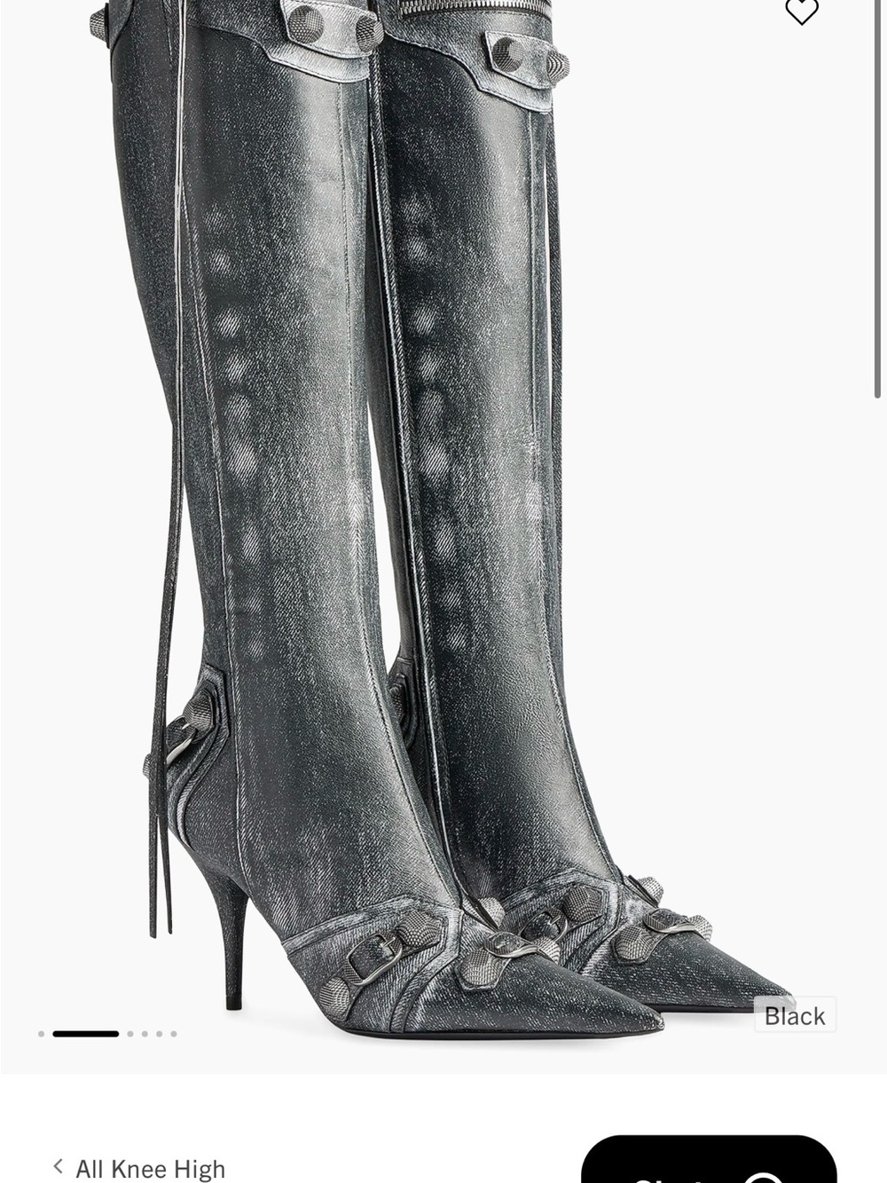Authentic Balenciaga Cagole Denim Print Knee High Boots EU 37 Box Dust Bags